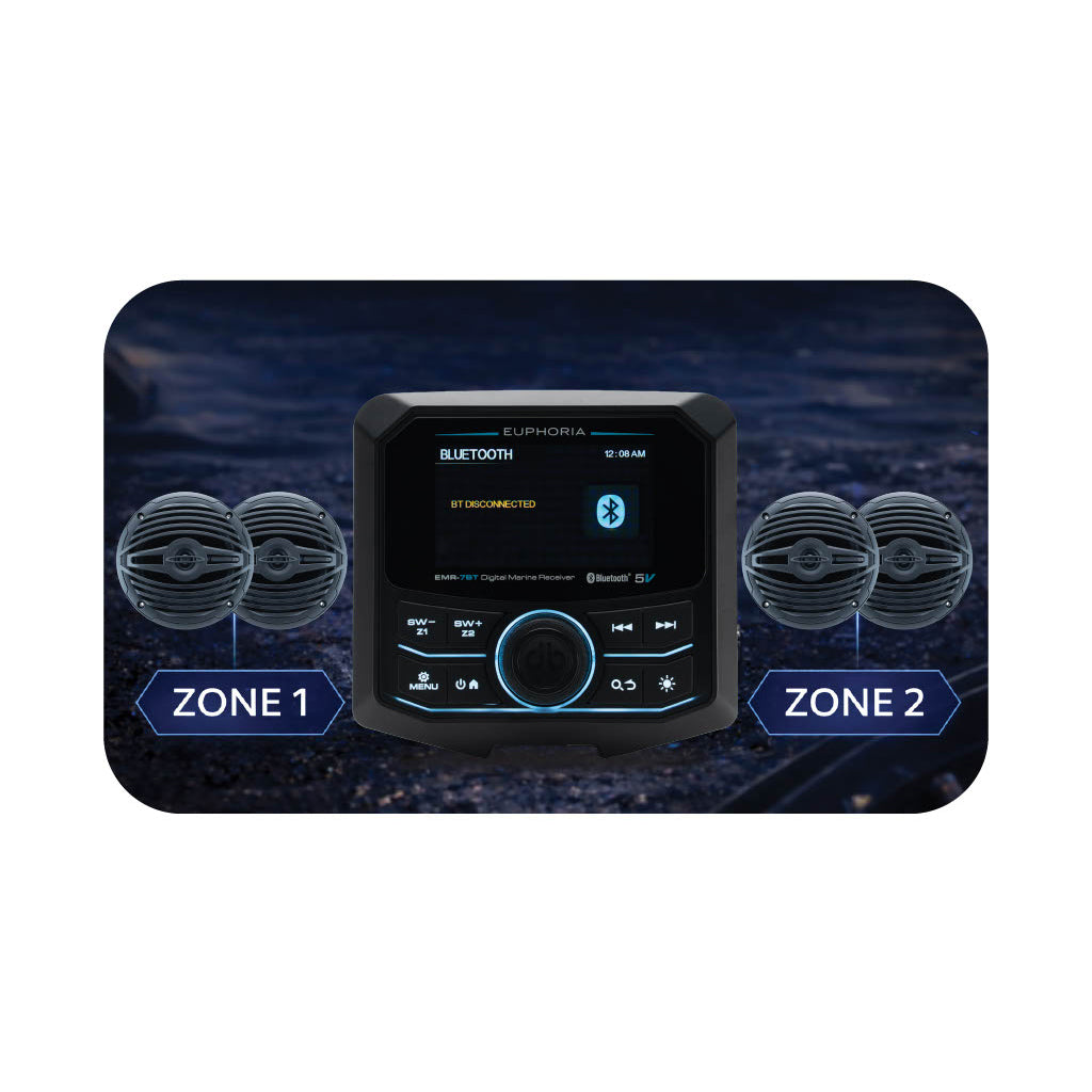 EMR-7BT : Full Color LCD Digital Marine Receiver / 5 Volts / Bluetooth