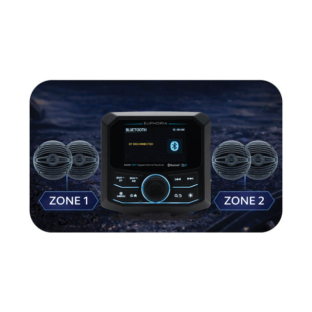 EMR-7BT : Full Color LCD Digital Marine Receiver / 5 Volts / Bluetooth