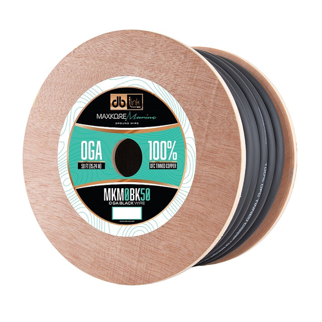 MKM0BK50 : 50' 0Ga Maxkore Marine Black,100% OFC, TINNED Anti-Corrosive Wire Roll