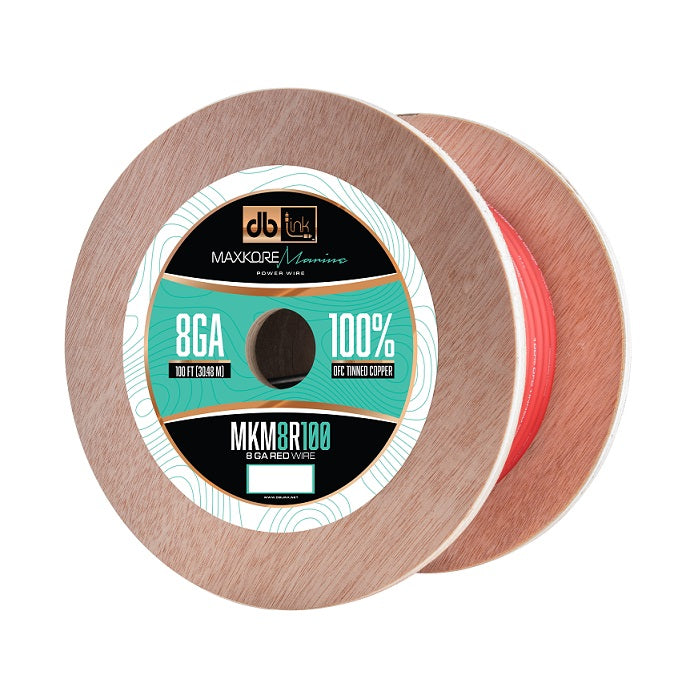 MKM8R100 : 100' 8Ga Maxkore Marine Red, 100% OFC, TINNED Anti-Corrosive Wire Roll