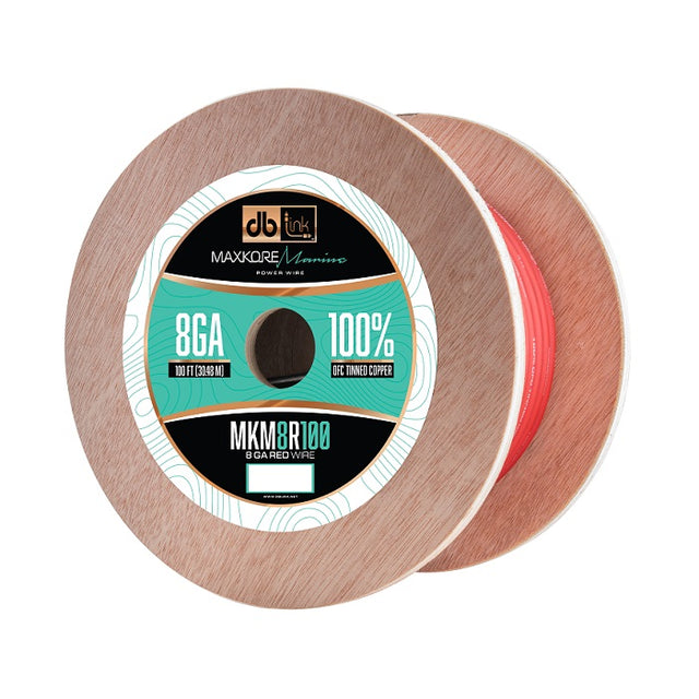 MKM8R100 : 100' 8Ga Maxkore Marine Red, 100% OFC, TINNED Anti-Corrosive Wire Roll