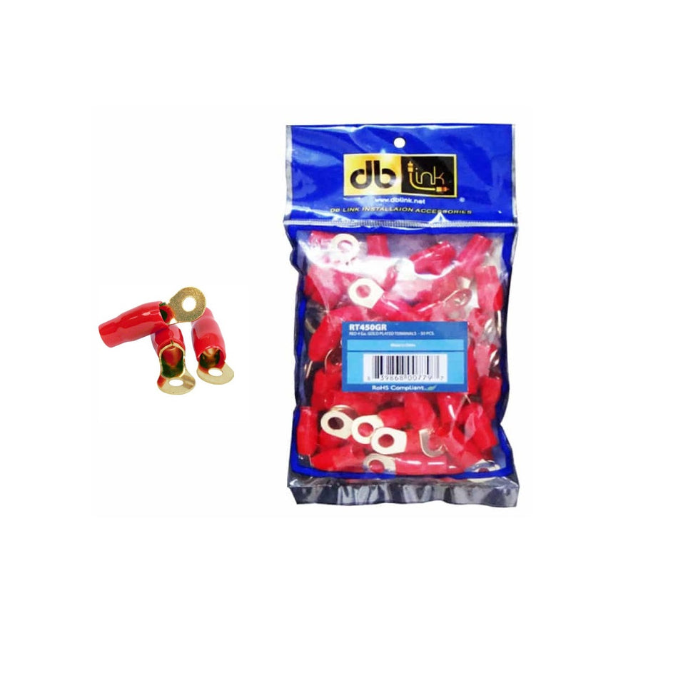 RT020NR : 0 GA. 5/16in Red Nickel Ring Terminal, 20 Pcs, Polybag
