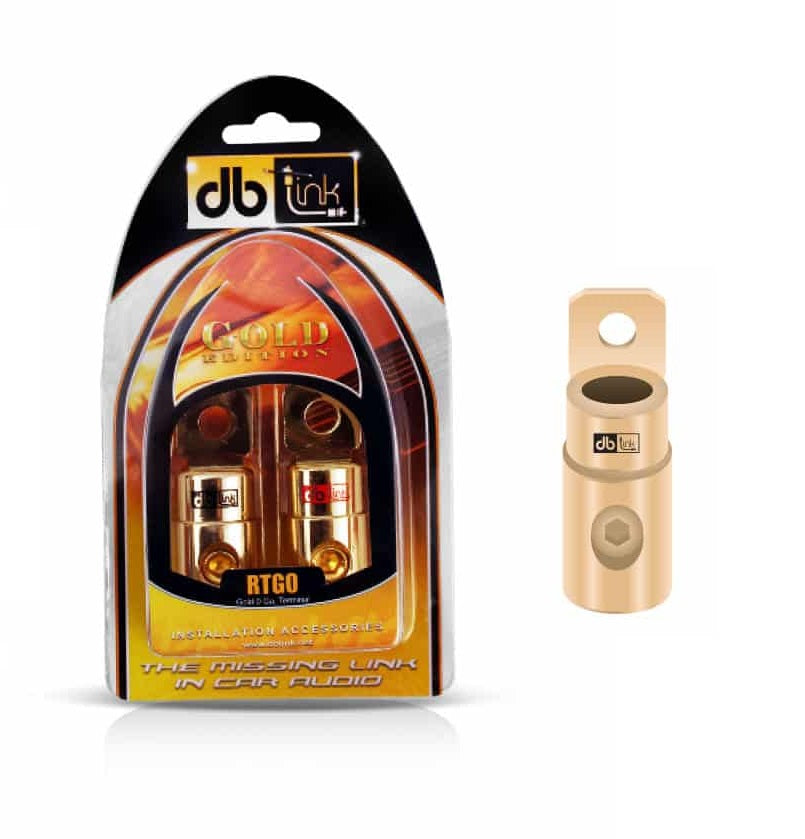 RTG0 : 0 GA. Gold Ring Terminal With Clear Plastic Housing