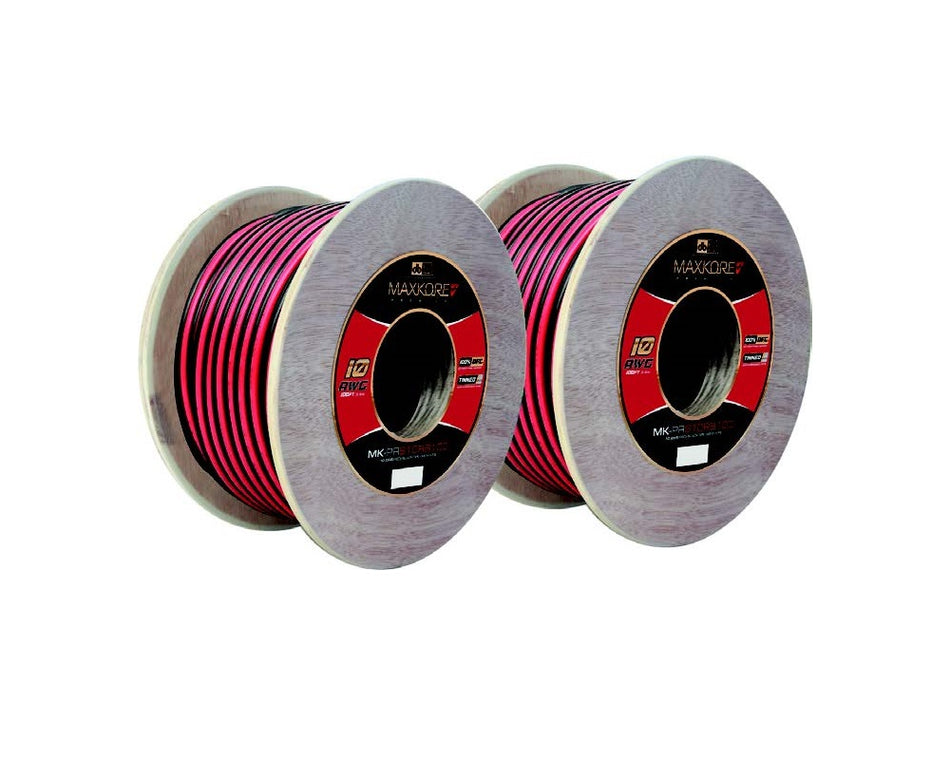 MK-PRS18RB250 : 250' 18 AWG Maxkore+ Premium Red/Black Speaker Wire 100% OFC, TINNED Anti-Corrosive