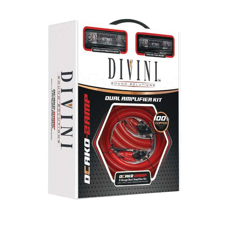 DCAK0-2AMP : 0 Ga. Dual Amplifier Kit with 1/0 to 2 /4  Power and Ground Distribution Blocks
