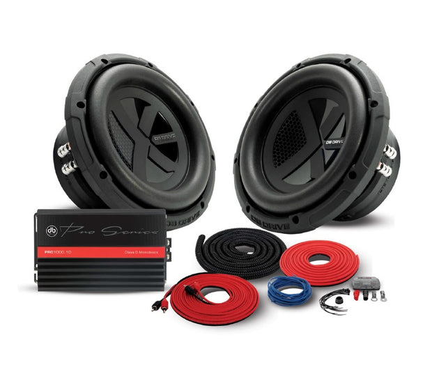 PRO-KSUB2000 : Dual 8” Subwoofer ,Mono Amplifier and 4 Gauge Wiring kit Bass package