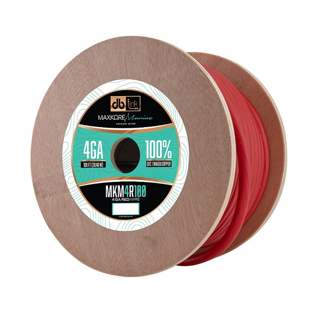 MKM4R100 : 100' 4Ga Maxkore Marine Red, 100% OFC, TINNED Anti-Corrosive Wire Roll