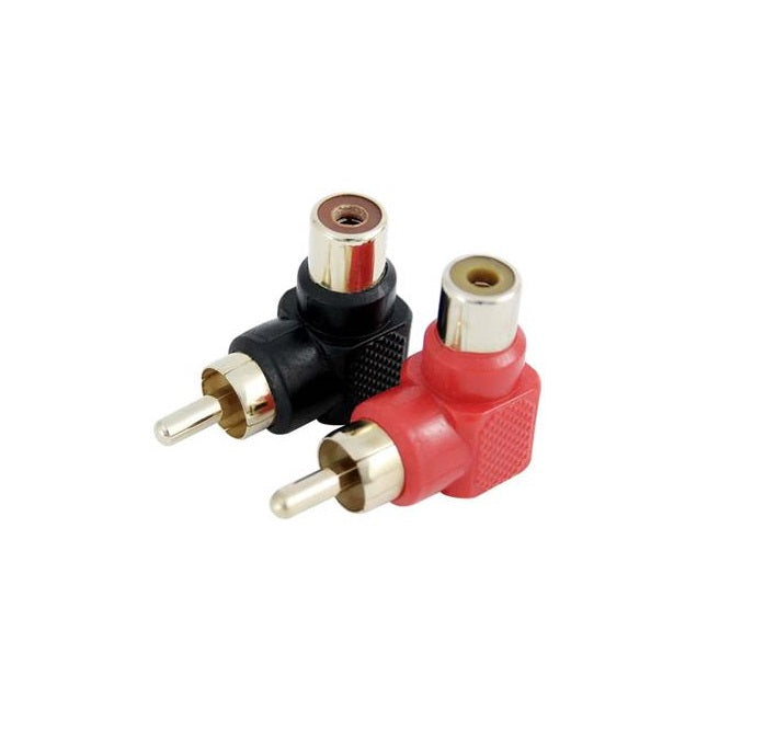 LC101 : Right Rca Angle Adaptor. (2 Pcs/Card) Gold/ Plastic
