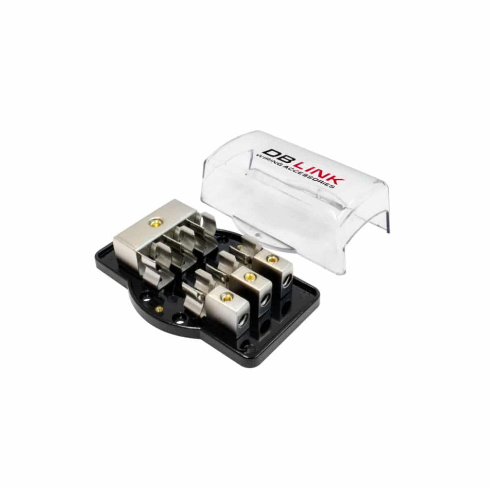 NFB3438X : 4 GA. 18 (3) 8 GA. Out -3 Nickel Fuse Block