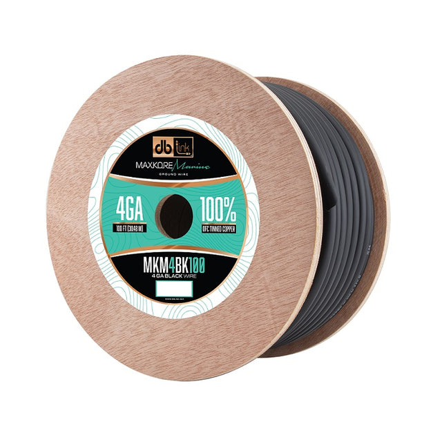 MKM4BK100 : 100' 4Ga Maxkore Marine Black, 100% OFC, TINNED Anti-Corrosive Wire Roll