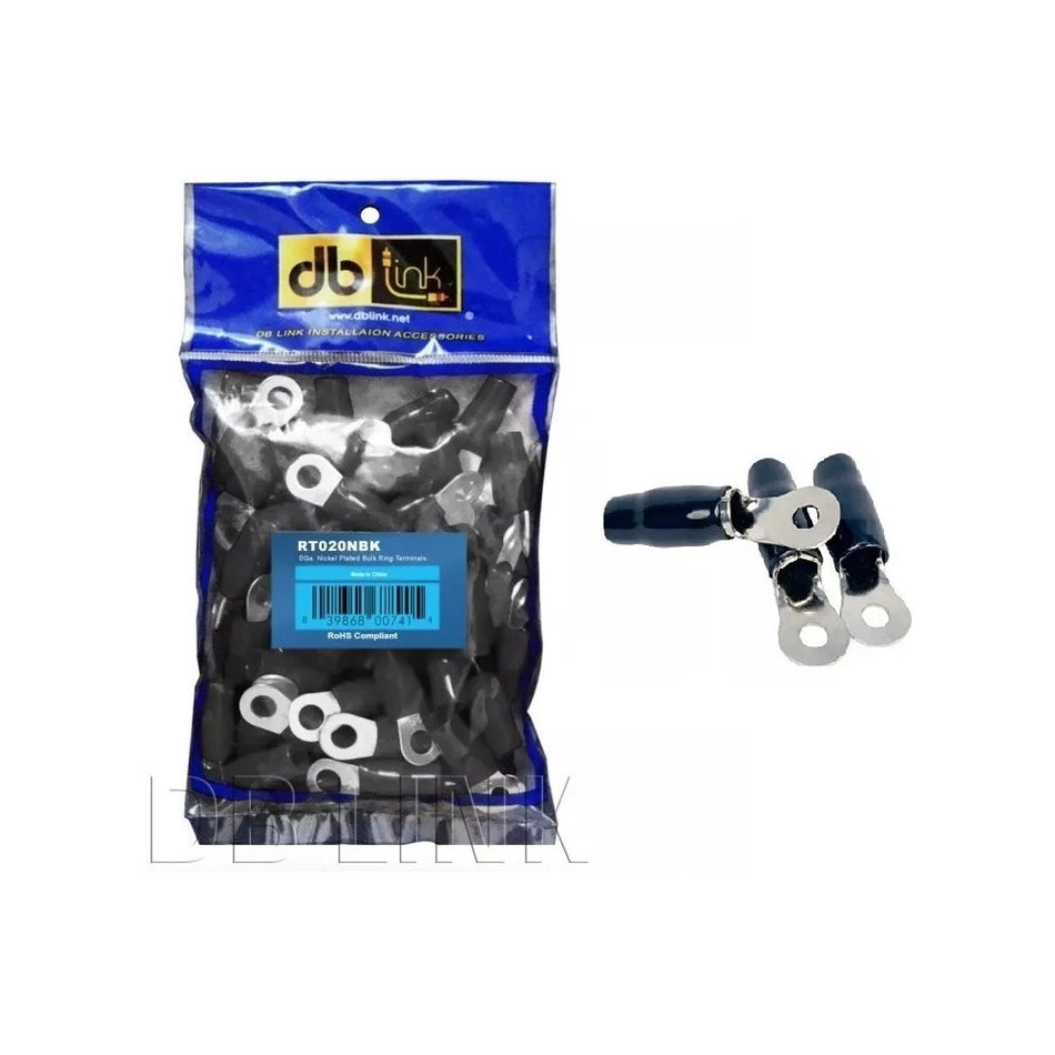 RT450NBK : 4 GA. 5/16in Black Nickel Ring Terminal, 50 Pcs, Polybag