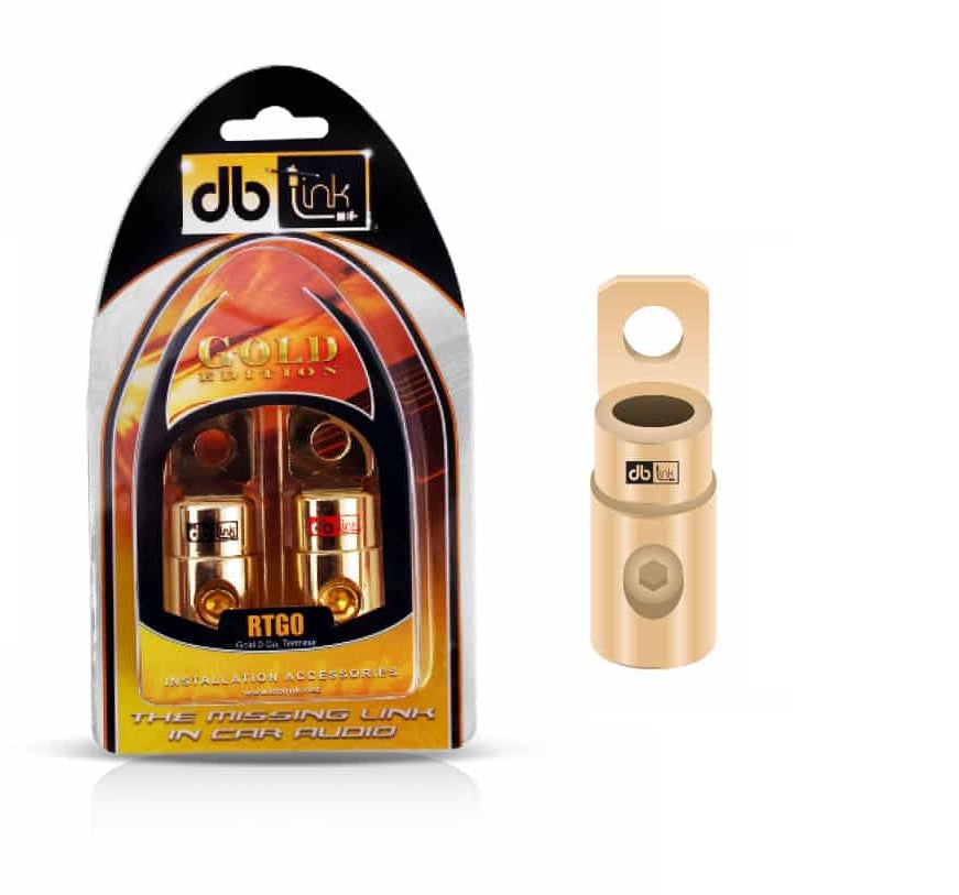 RTG8 : 8 GA. Gold Ring Terminal W/ Plastic Housing