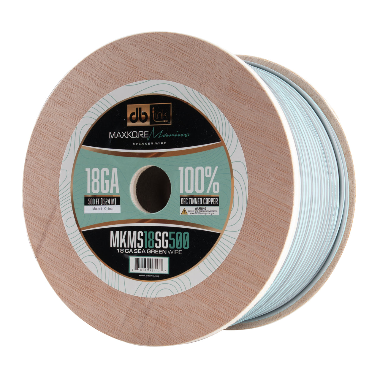 MKMS18SG500 : 500' 18Ga Maxkore Marine Sea Green/Gray, 100% OFC, TINNED Anti-Corrosive Wire Roll