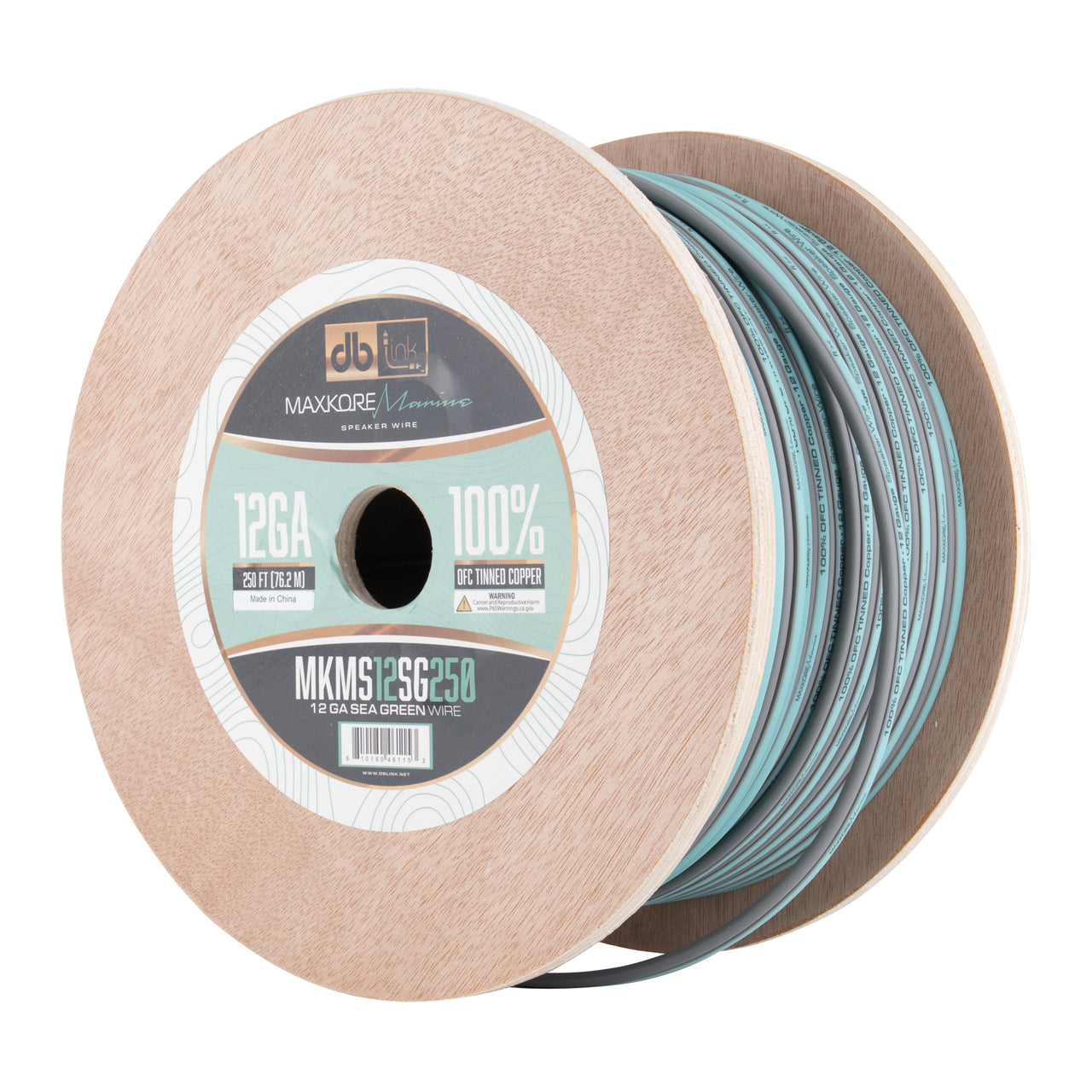 MKMS12SG250 : 250' 12 Ga Maxkore Marine Sea Green/Gray, 100% OFC, TINNED Anti-Corrosive Wire Roll