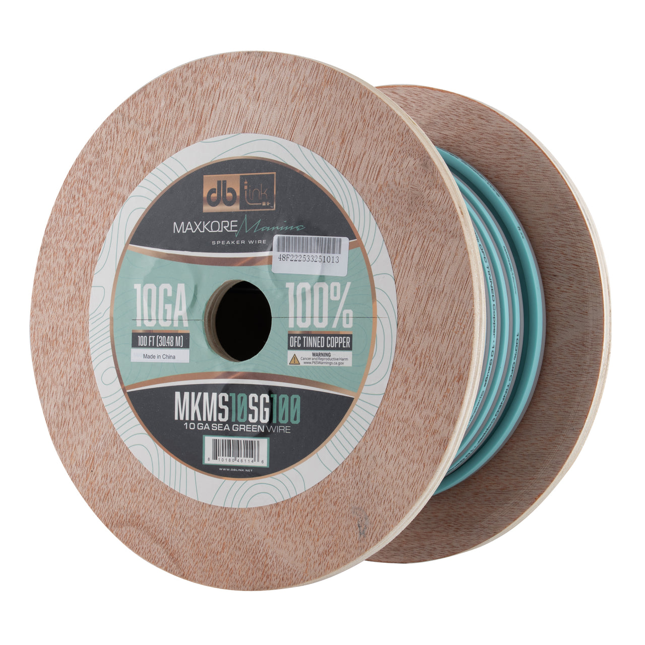 MKMS10SG100 : 100' 10Ga Maxkore Marine Sea Green/Gray, 100% OFC, TINNED Anti-Corrosive Wire Roll