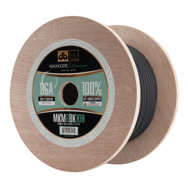 MKM8BK100 : 100' 8Ga Maxkore Marine Black, 100% OFC, TINNED Anti-Corrosive Wire Roll