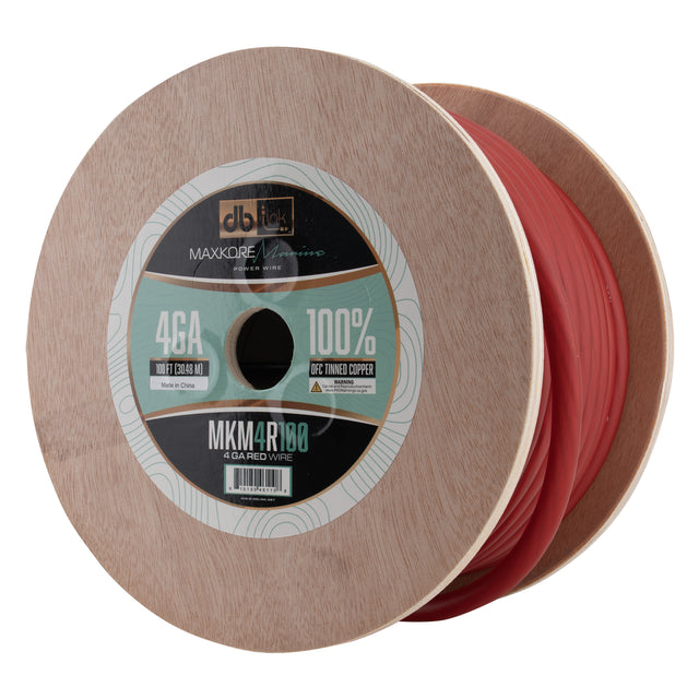 MKM4R100 : 100' 4Ga Maxkore Marine Red, 100% OFC, TINNED Anti-Corrosive Wire Roll