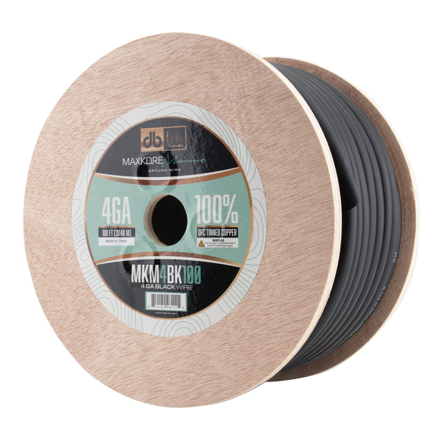 MKM4BK100 : 100' 4Ga Maxkore Marine Black, 100% OFC, TINNED Anti-Corrosive Wire Roll
