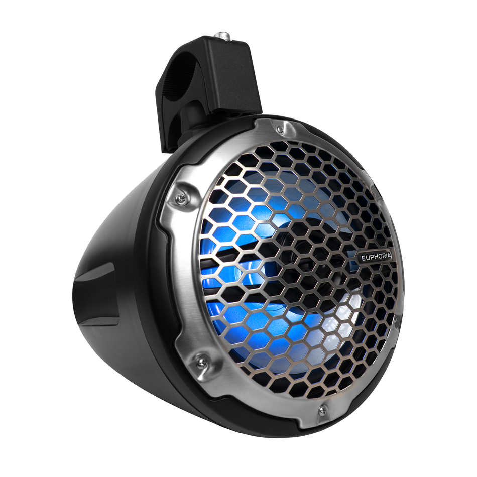 ERMT77 : 7.7" Reference Marine Tower Speaker with RGB Accent Lighting (1 Pair) - BLACK
