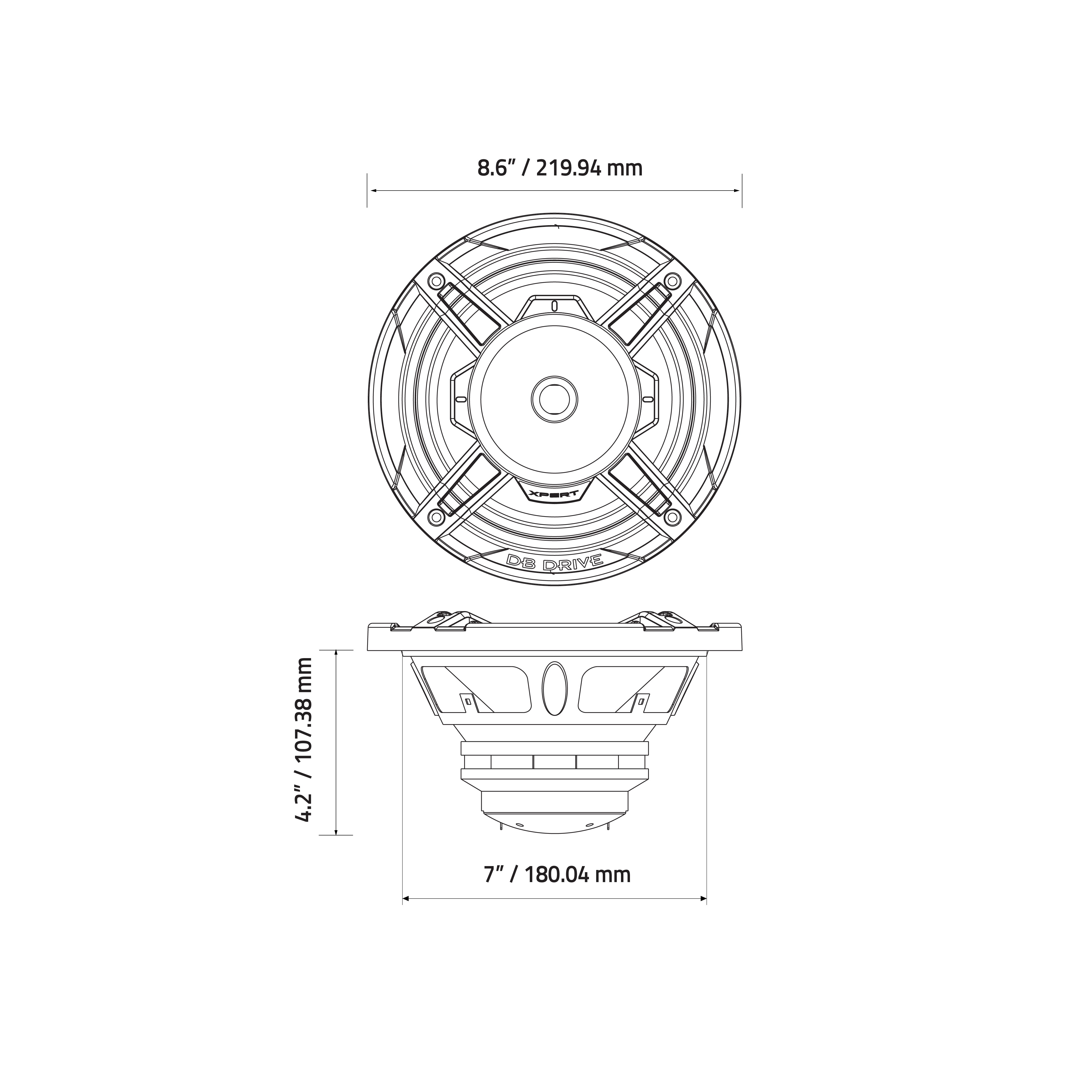EX8SNCD-CF : 8 in. 2-Way NEO Carbon Fiber Loudspeaker (1 Pair