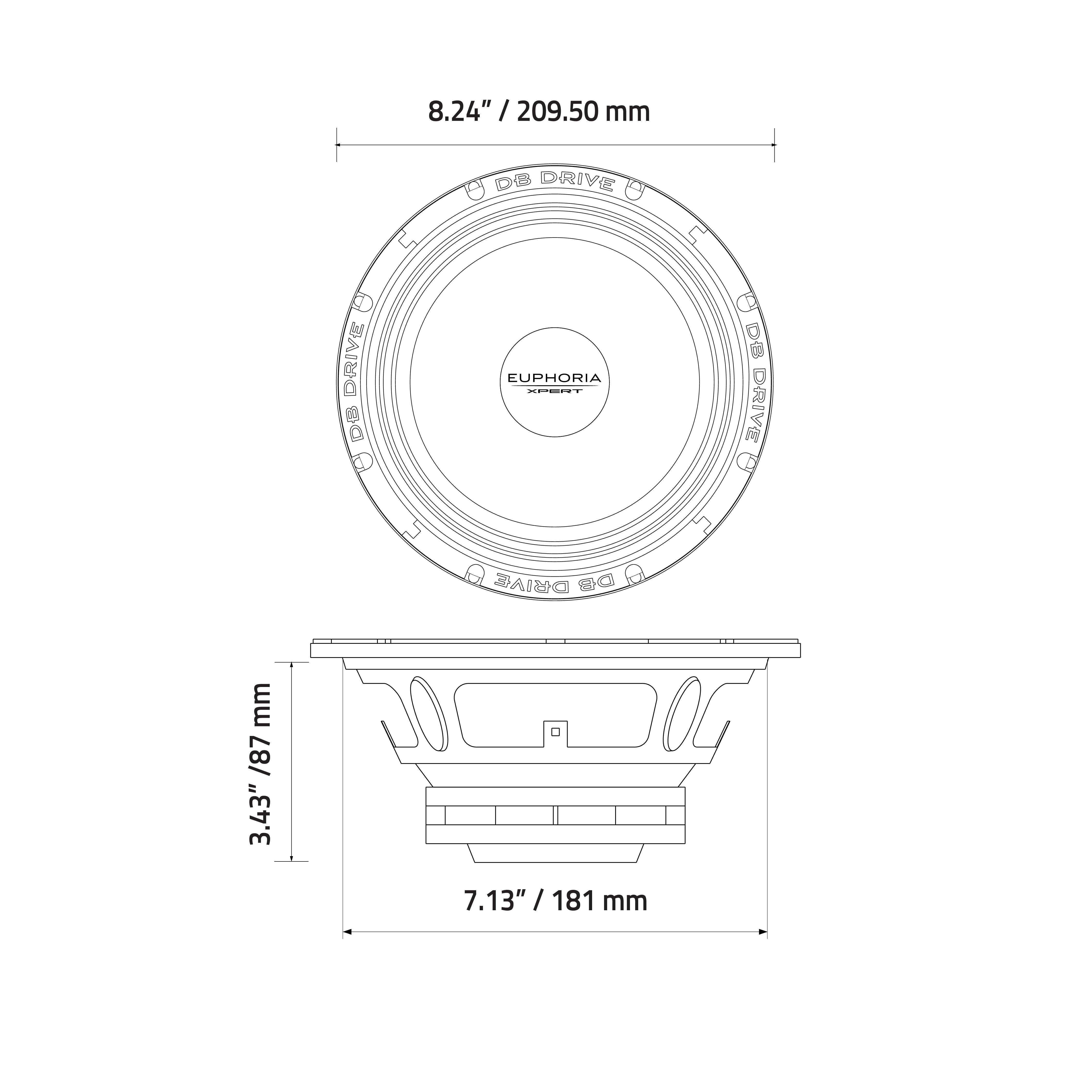 EXM8SN : 8 in. NEO Midrange - Stamped Frame – DB Drive