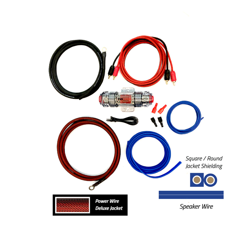 MAK8-17 : 17ft Marine / Power Sports 8 GA. Amplifier Wiring Kit