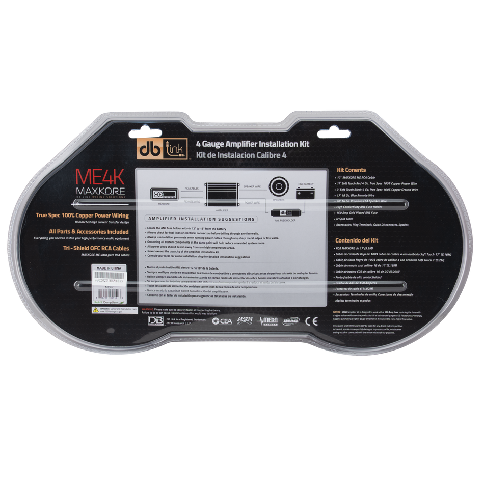 ME4K : Maxkore E Series 4 Gauge Amplifier Wiring Kit