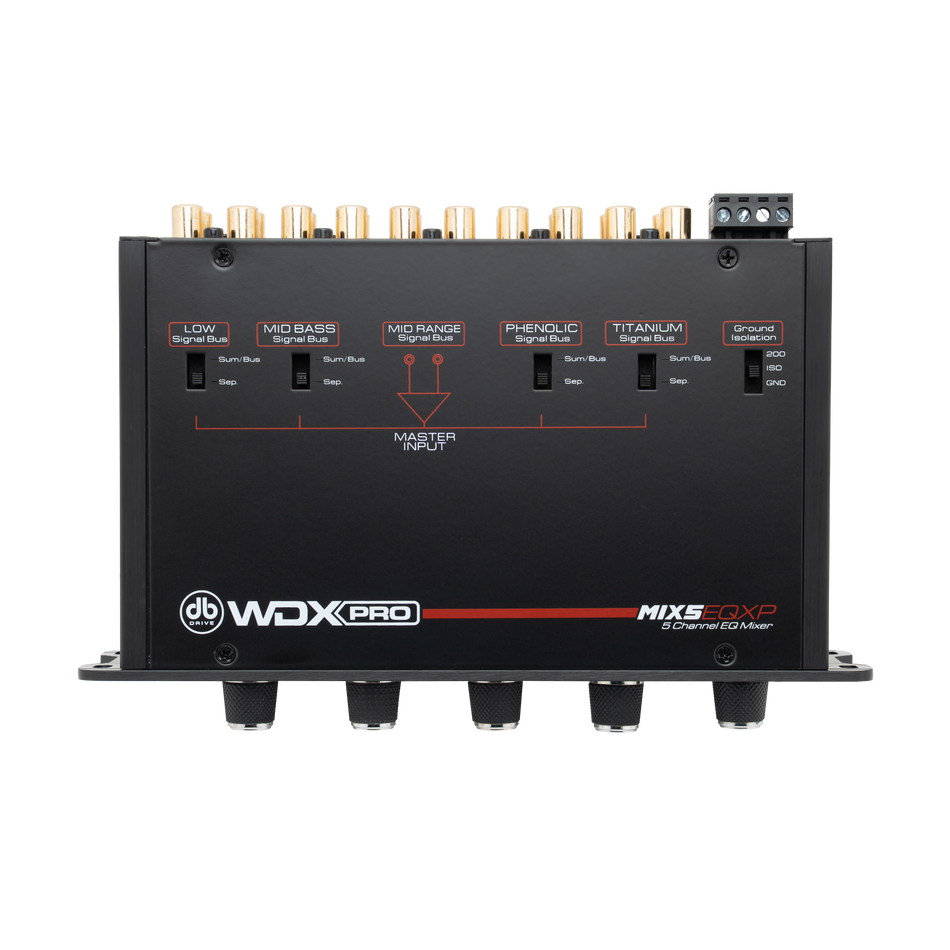 MIX5EQXP : DB DRIVE 5 BAND MIXER WITH PARAMETRIC EQ AND PER BAND CROSSOVER