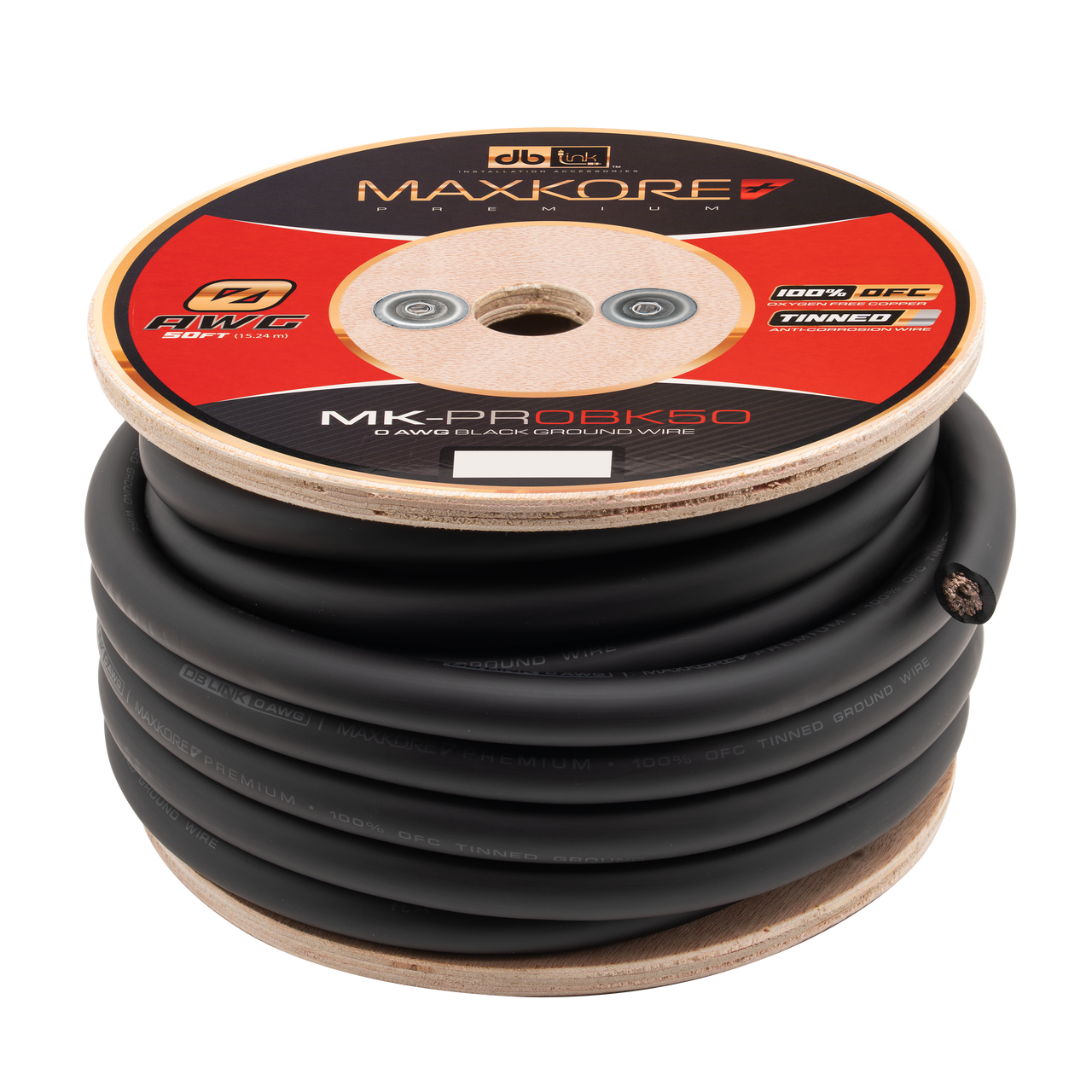 MK-PR0BK50 : 50' 0 AWG Maxkore+ Premium Black, 100% OFC, TINNED Anti-Corrosive Ground Wire Roll