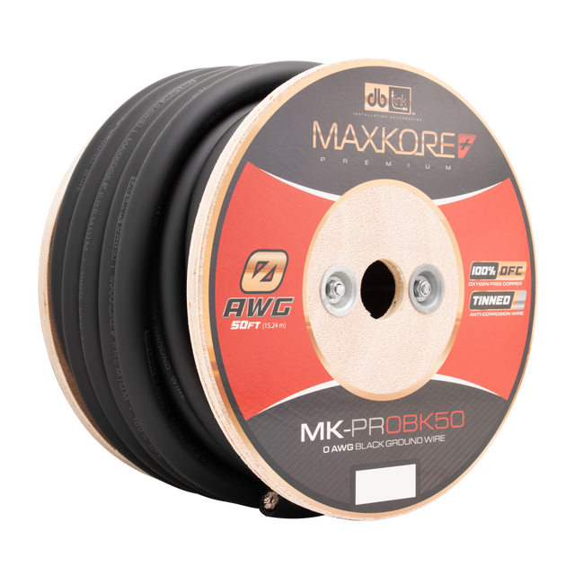 MK-PR0BK50 : 50' 0 AWG Maxkore+ Premium Black, 100% OFC, TINNED Anti-Corrosive Ground Wire Roll