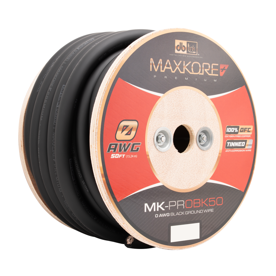 MK-PR0BK50 : 50' 0 AWG Maxkore+ Premium Black, 100% OFC, TINNED Anti-Corrosive Ground Wire Roll