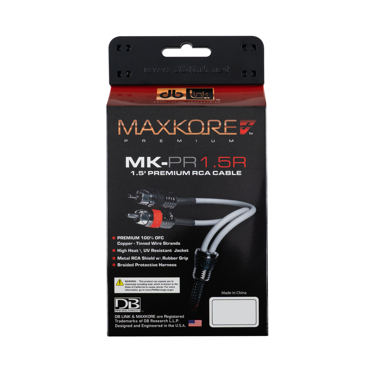 MK-PR1.5R : 1.5' Maxkore+ Premium Quad Shield, 100% OFC, TINNED Anti-Corrosive RCA