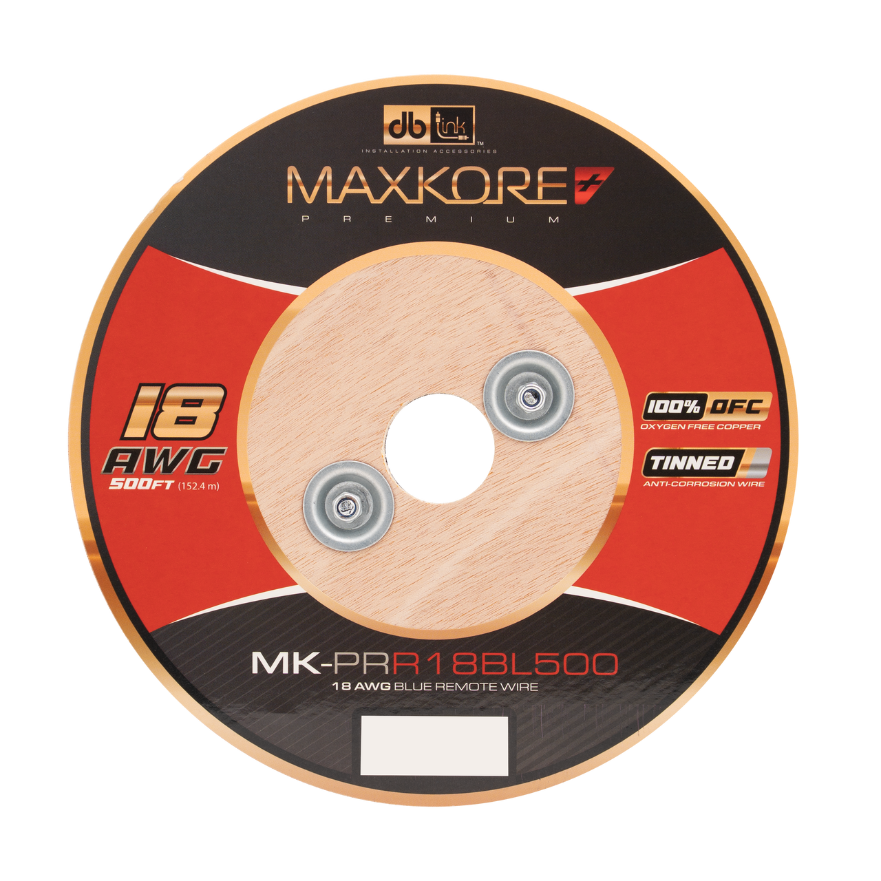 MK-PRR18BL500 : 500' 18 AWG Maxkore+ Premium Blue Remote, 100% OFC, TINNED Anti-Corrosive Wire Roll