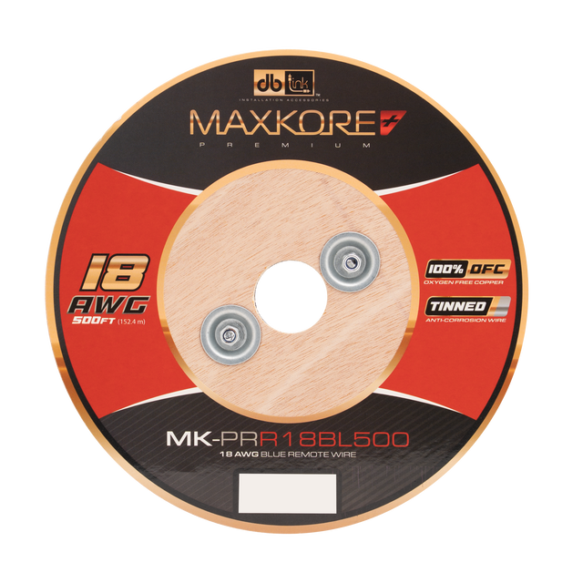 MK-PRR18BL500 : 500' 18 AWG Maxkore+ Premium Blue Remote, 100% OFC, TINNED Anti-Corrosive Wire Roll