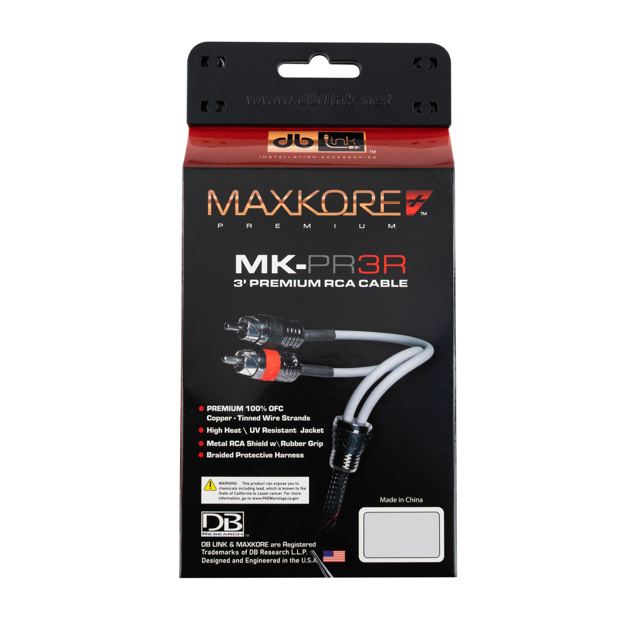 MK-PR3R : 3' Maxkore+ Premium Quad Shield, 100% OFC, TINNED Anti-Corrosive RCA