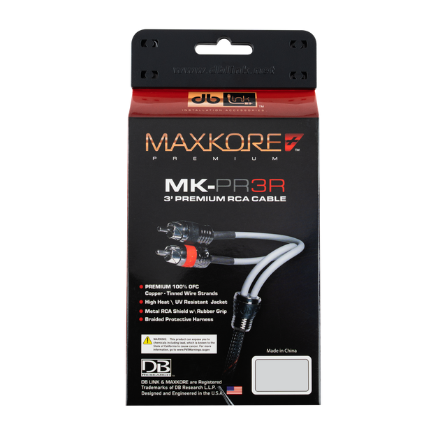 MK-PR3R : 3' Maxkore+ Premium Quad Shield, 100% OFC, TINNED Anti-Corrosive RCA