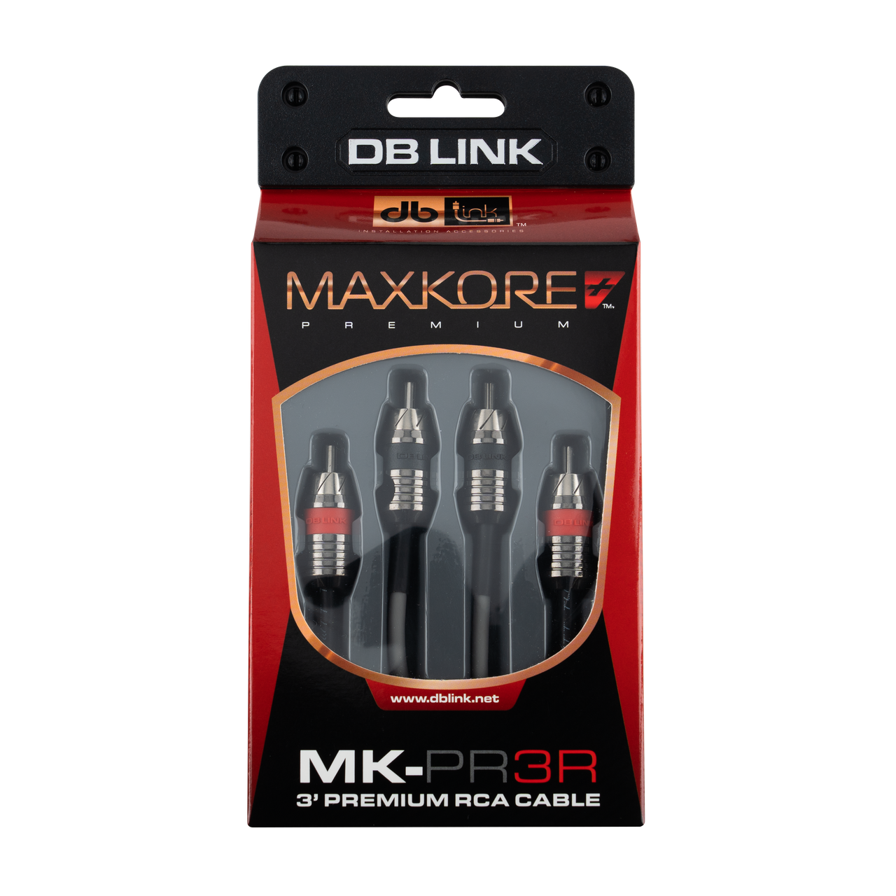 MK-PR3R : 3' Maxkore+ Premium Quad Shield, 100% OFC, TINNED Anti-Corrosive RCA