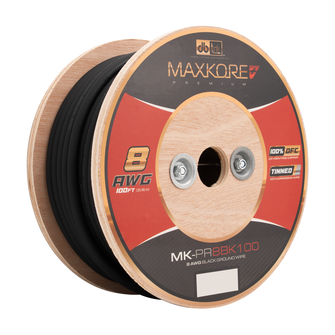MK-PR8BK100 : 100' 8 AWG Maxkore+ Premium Black, 100% OFC, TINNED Anti-Corrosive Ground Wire Roll