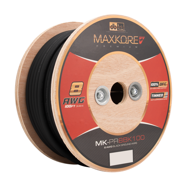 MK-PR8BK100 : 100' 8 AWG Maxkore+ Premium Black, 100% OFC, TINNED Anti-Corrosive Ground Wire Roll