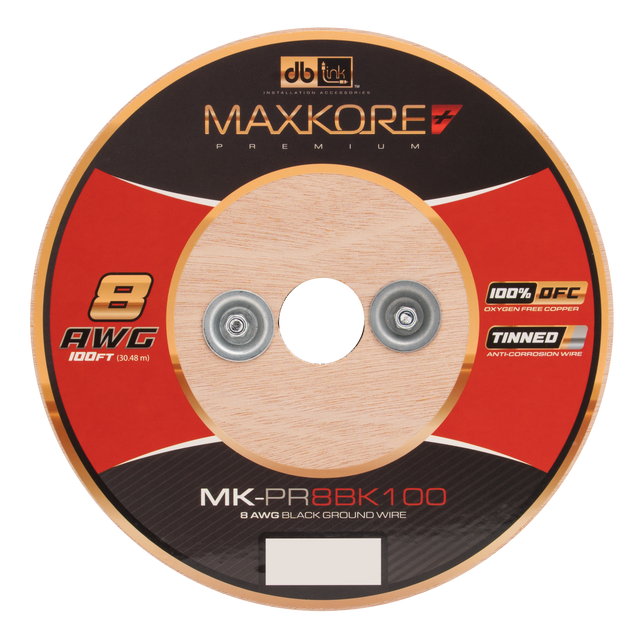 MK-PR8BK100 : 100' 8 AWG Maxkore+ Premium Black, 100% OFC, TINNED Anti-Corrosive Ground Wire Roll