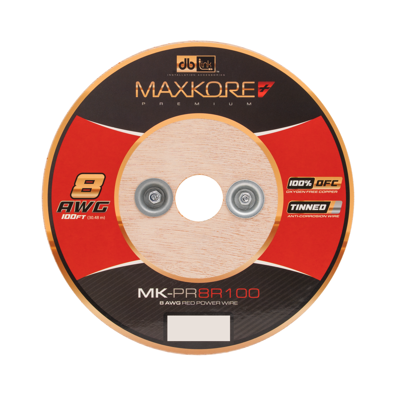 MK-PR8R100 : 100' 8 AWG Maxkore+ Premium Red, 100% OFC, TINNED Anti-Corrosive Power Wire Roll