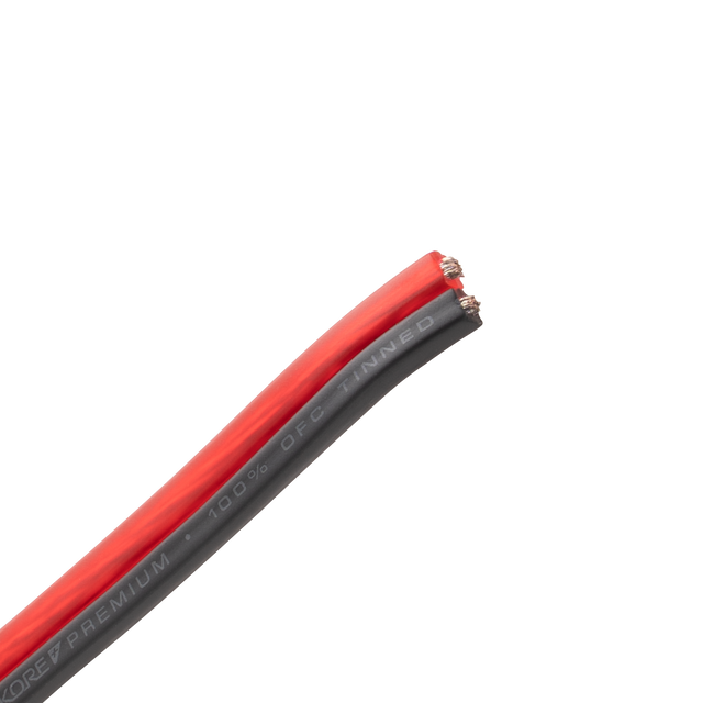 MK-PRS16RB25 : 25' 16 AWG Maxkore+ Premium Red/Black Speaker Wire 100% OFC, TINNED Anti-Corrosive