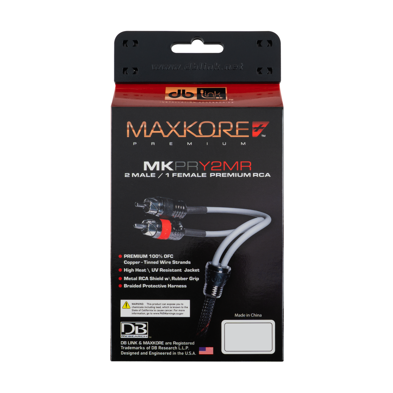 MK-PRY2MR : Maxkore+ Premium Quad Shield, 100% OFC, TINNED Anti-Corrosive RCA Ys 2M/1F