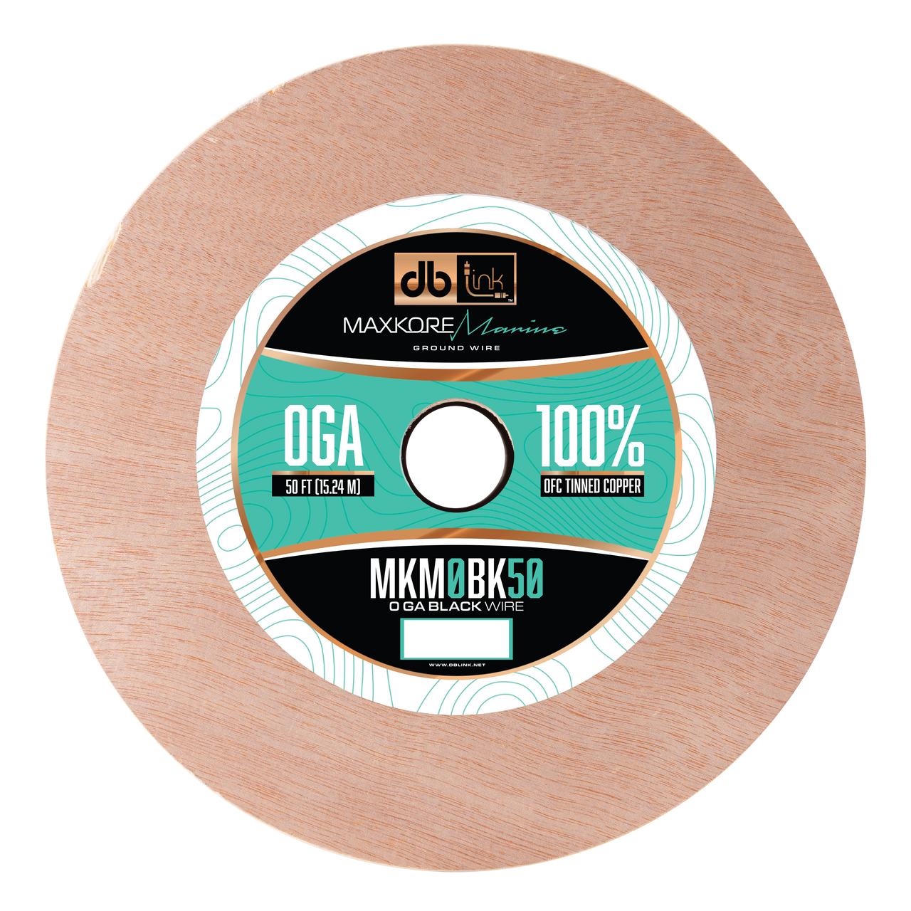 MKM0BK50 : 50' 0Ga Maxkore Marine Black,100% OFC, TINNED Anti-Corrosive Wire Roll