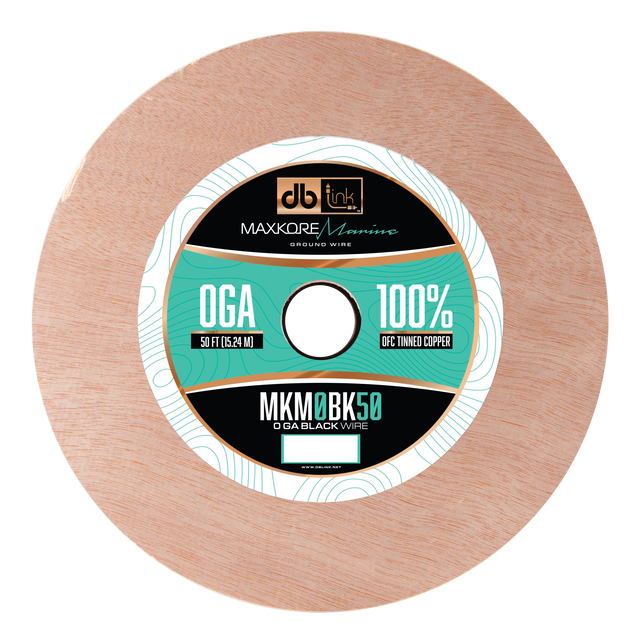 MKM0BK50 : 50' 0Ga Maxkore Marine Black,100% OFC, TINNED Anti-Corrosive Wire Roll