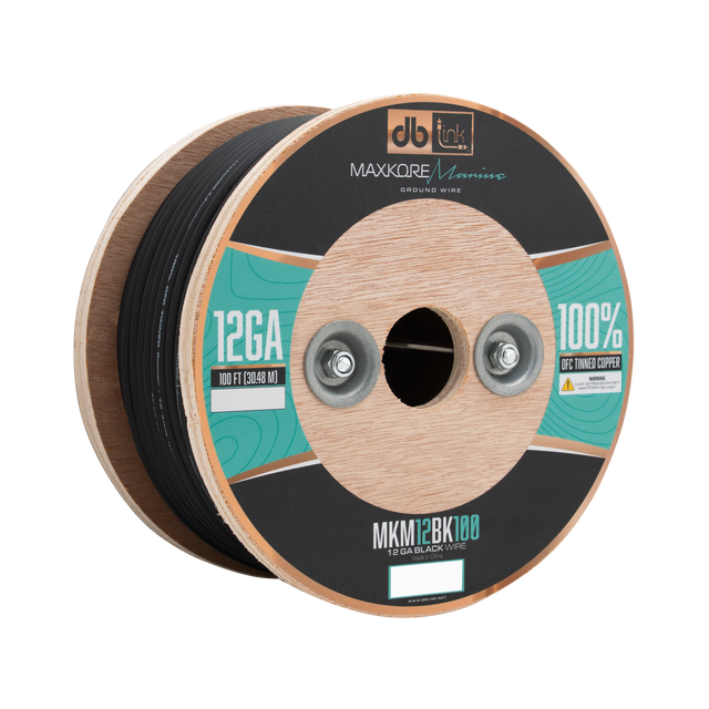MKM12BK100 : 100' 12 Ga Maxkore Marine Black, 100% OFC, TINNED Anti-Corrosive Wire Roll (WHOLE ROLL)