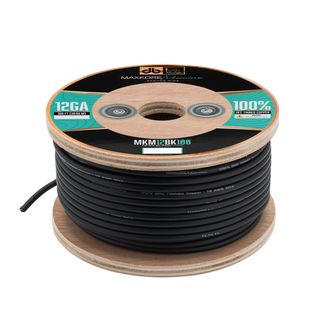 MKM12BK100 : 100' 12 Ga Maxkore Marine Black, 100% OFC, TINNED Anti-Corrosive Wire Roll (WHOLE ROLL)