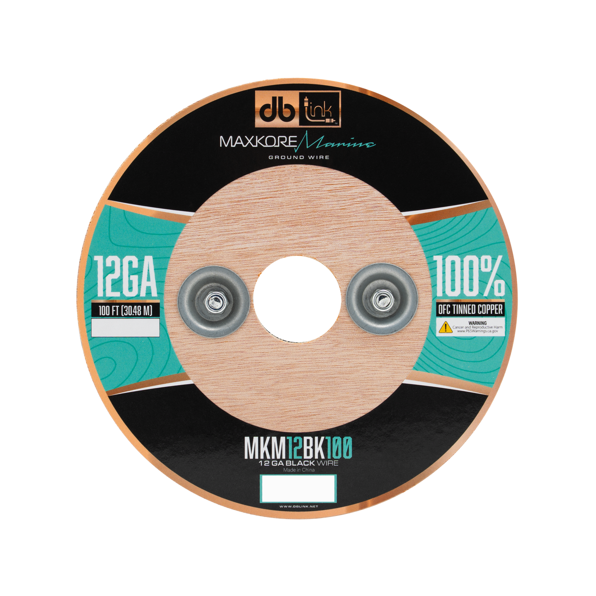 MKM12BK100 : 100' 12 Ga Maxkore Marine Black, 100% OFC, TINNED Anti-Corrosive Wire Roll (WHOLE ROLL)