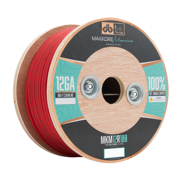 MKM12R100 : 100' 12 Ga Maxkore Marine Red, 100% OFC, TINNED Anti-Corrosive Wire Roll (WHOLE ROLL)