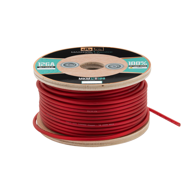 MKM12R100 : 100' 12 Ga Maxkore Marine Red, 100% OFC, TINNED Anti-Corrosive Wire Roll (WHOLE ROLL)